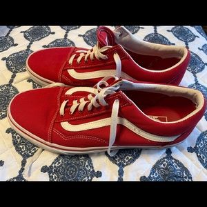 Red Old Skool Vans M Size 9.5 W Size 11 very good